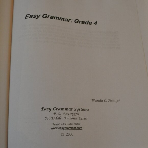 Easy Grammar: Grade 4 Teacher Book by Wanda C. Phillips paperback homeschool - Picture 3 of 3
